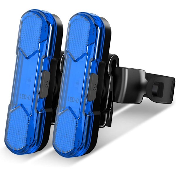 2 stk Baklykter til Sykkel, USB Ladbar Lyssterk LED Sykkellys med 4 Lysmoduser Vanntette Sykkellys Blinklys Blått Lys