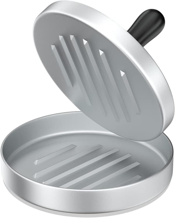 Non-Stick Hamburgerpress, Hamburgerpressar, Aluminium Pattyform för BBQ Picknick Hamburger Bacon Korv (Silver)
