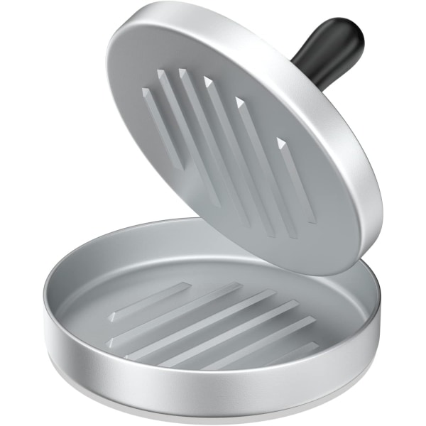 Non-Stick Hamburgerpress, Hamburgerpressar, Aluminiumform för BBQ Picknick Hamburger Bacon Korv (Silver)