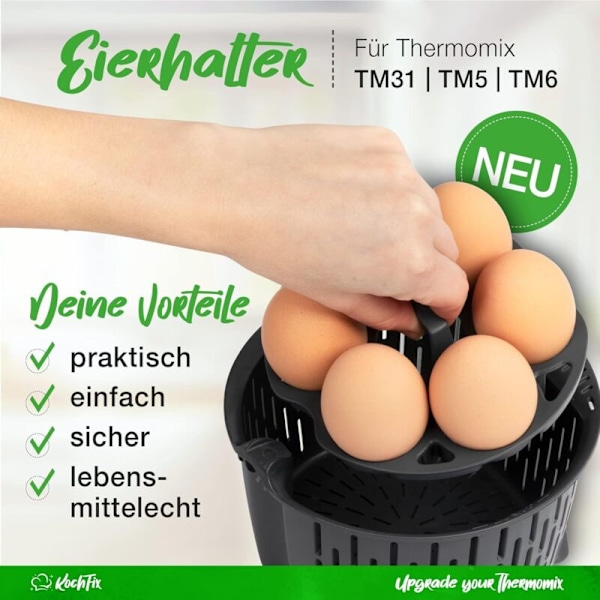 Äggstöd för Thermomix TM5, TM6, TM31 - Tillbehör för att koka ägg i Thermomix kokkorg, 13.812.65.7
