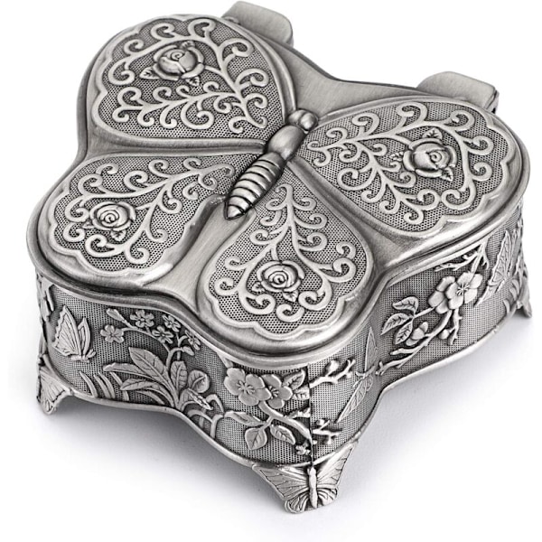 Smykkeskrin med sommerfugle Vintage smykkeskrin Metalorganisator til ringe, øreringe, halskæder, souvenirs