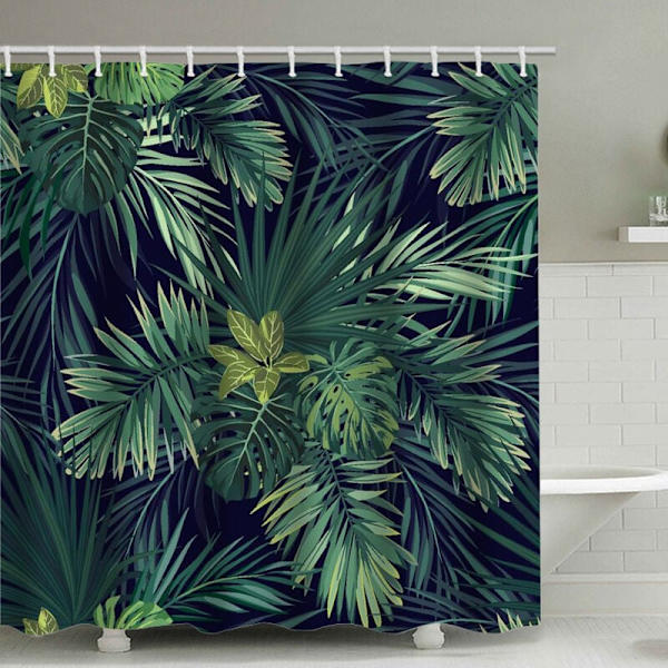 Sällsynt blommig pärlduschdraperi, med 12 ringar set vattentätt resistent modernt färgstarkt och mögel, 180x180cm