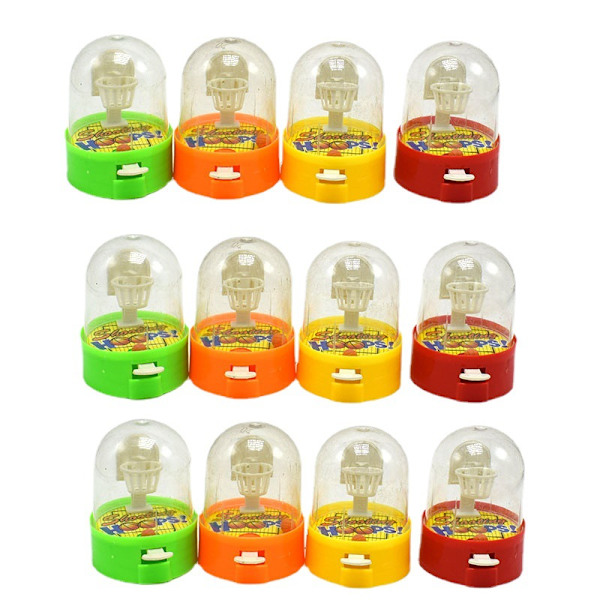 12 stk (tilfeldig farge) - Mini basketball finger flipperspill for barn, 6 cm - Bursdagspresang til barn