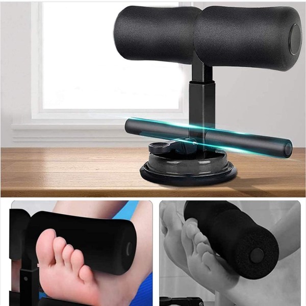 Sit Up Bar Sugtion Gulv, Justerbar Polstret Ankelsupport Sit Up Træningsudstyr, Velegnet til Hjemmefitness Rejseudstyr Sort