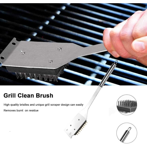 Grilltillbehör, 20-delat grilltillbehörset, grillverktyg i rostfritt stål, komplett premiumtillbehör för utomhusgrillning