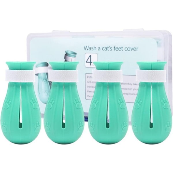 Katt Silikon Stövlar Kattsko Kattstövlar 4-pack anti-rep katt för hundar eller katter för att förhindra dem från att repa, ljusgrön