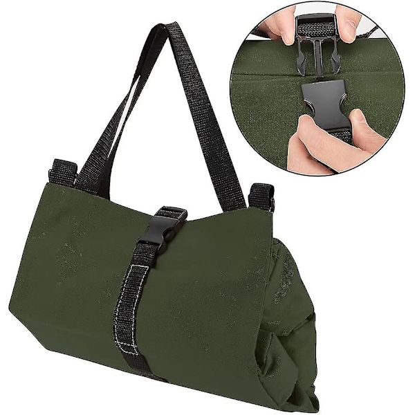 Verktygsrulle Organizer Väska, Heavy Duty Canvas Verktygsförvaringsficka med 5 Dragkedjefickor för Skiftnycklar, Hylsor, Skruvmejslar och Mer (Armégrön)