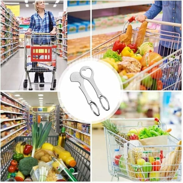 UNIVERSAL PASS-PARTOUT til supermarkedstrolley, Caddy nøglering, rustfrit stål caddy token nøgle, Passe Partout til indkøbsvogne (2 stk.) Kærlighed + cr