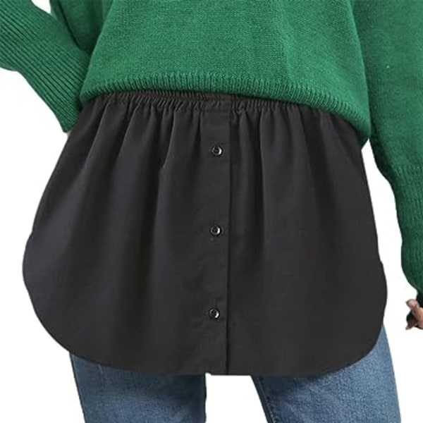 Kvinners Mini (S) Underskjørt med Knapper Innvendig Overlapp Falsk Hem Halvskjørt Falsk Todelt Hvit Kant Falsk Fôr Twill Bunn