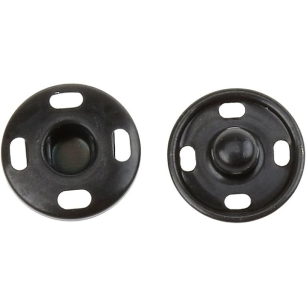 Sett med 24 varige metall syknapper for klessøm (svart, 13,6 x 8,5 mm)