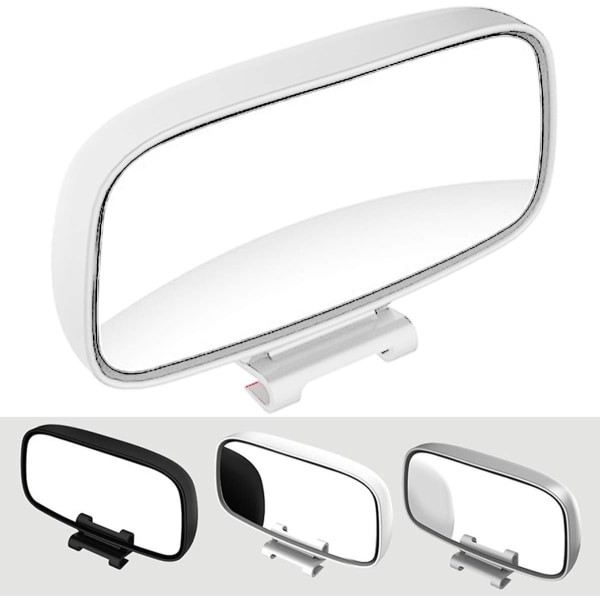 Mirror Driving Accompanied Mirror Blind Spot Mirror Universal Car Blind Spot Mirror Rotating Wide Angle Adjustable Rear View Mirror- White