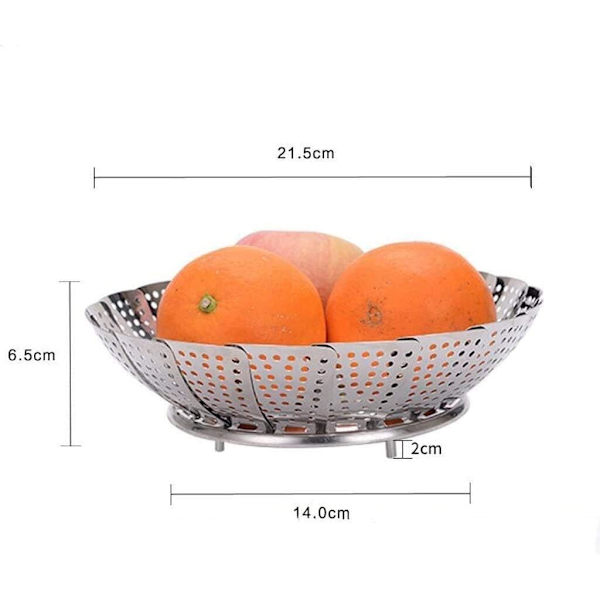Sølv rustfrit stål frugtskål damper rustfrit stål foldbar sammenklappelig damper bakke multifunktionel damper frugtskål frugtskål
