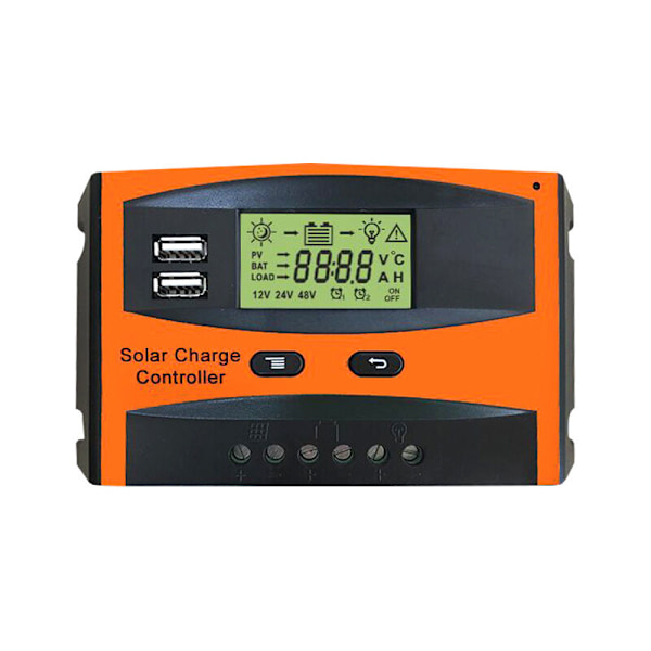 30A 12V/24V Intelligent Solpanel Laddningsregulator med LCD-Display och USB-Port, Överströmsskydd, för Solpanel Batterilampa LED-Belysning