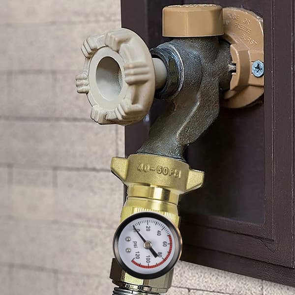 Mässing RV Vattentrycksregulator, Högflödes RV Vattenregulator med Sil och Mätare för Husbil, Resesläp, RV VVS-system