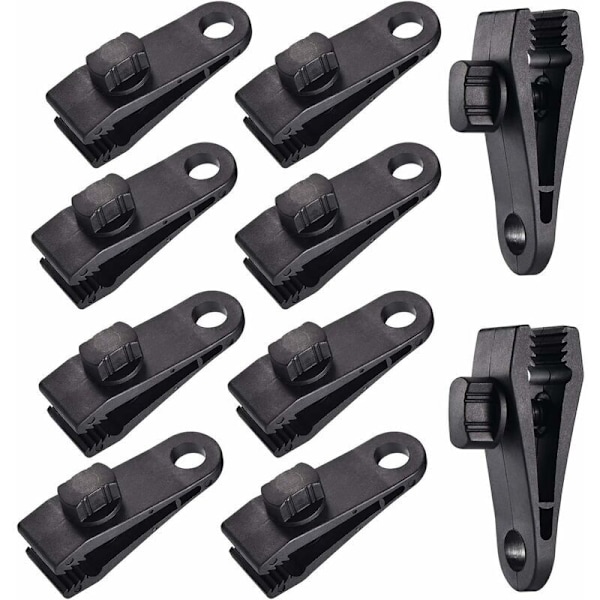 10 set klämmor för presenningstält, presenningsklämma, presenningstång, tältång, för biltält, presenning, markiser, camping, svart,