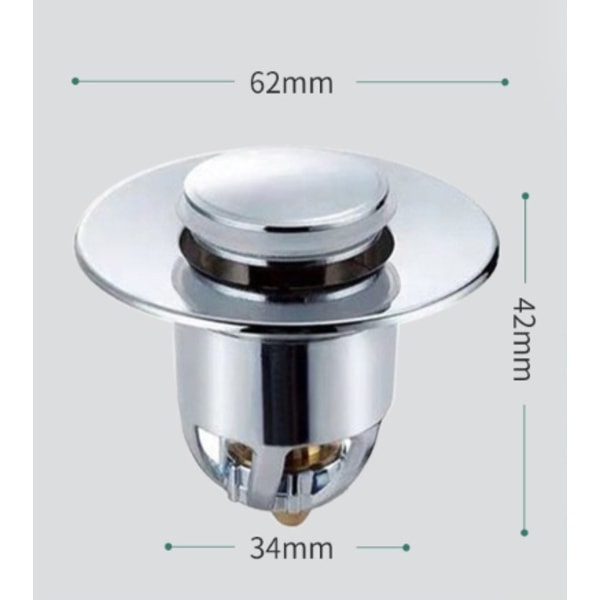 Set med 2 vaskepropper, universell pop-up vaskepropp, badekarpropp, vaskepropp for kjøkken og bad [for 32-40 mm hull