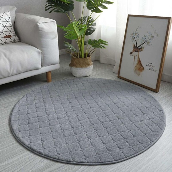 Rund Jord Matta, Mjuk, Bekväm, Fluffig, Halkfri, Tjock, Tvättbar, för Vardagsrum, Sovrum, Balkong, Kök, Diameter F: 80cm