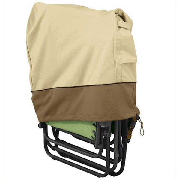 Beige+Coffee Fällbar Solstol Överdrag, Trädgård Solstol Överdrag Dammtät, Vattentät, Anti-UV, Trädgård Relax Överdrag 190D Oxford för Recliner, 82×93c