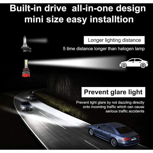 9005 LED-polttimosarja, sumuvalot, 2 lamppua, 360 asteen kierto