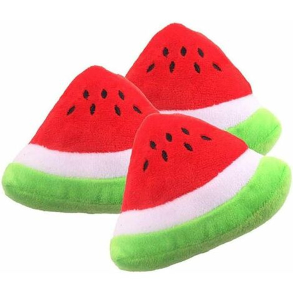 1 st Pet Leksak Tugga Whistler Squeaker Plysch Bomull Triangel Boll Vattenmelon Valpar Ljudleksaker Små Hundar