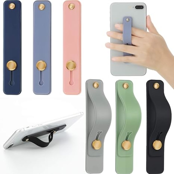 6 Stykker Telefonrem Greb Holder Mobiltelefon Greb Teleskopisk Finger Telefon Fingerrem Holder Universal Finger Stativ til De Fleste Smartphones (Blød