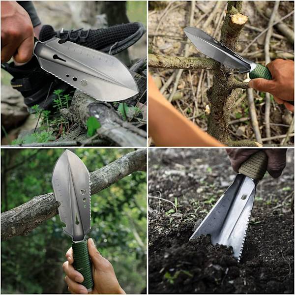 Camping Skovl Mini Metal Detektor Skovl 7x 26cm Ultra Let Lille Takket Spade Rustfrit Stål Multifunktionel 9 i 1 Have Skovl Gravning Også