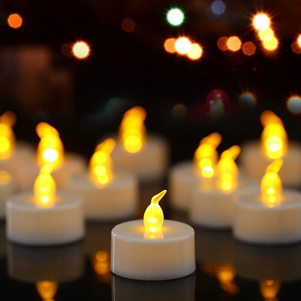 24-pakning flammefri LED-lys, varmt hvitt, batteridrevet, lang levetid, bryllup, høytid, fest, hjemmedekor