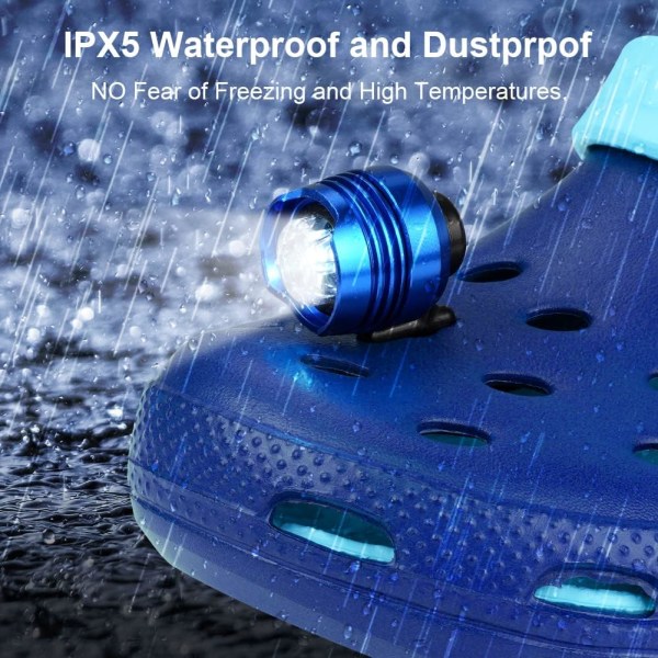 2 stk. frontlykter for Croc, Crocs frontlykt IPX5 vanntett med 3 lysmoduser, Croc sko frontlykt ABS krokodille frontlykter LED-lys for Croc for hundelufting, camping