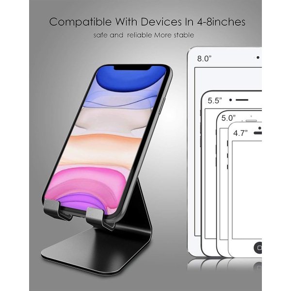Telefonholder, holder i aluminium, bordholder, kompatibel med iPhone 1