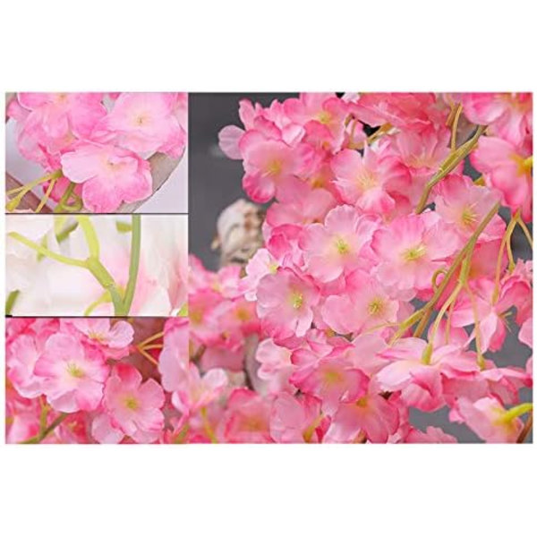 2 stk. - Mørk rosa 180 cm/70 tommer kunstig blomst kirsebærblomst rattan bryllup kirsebærblomst rattan kæde hængende dekoration dekorativ blomst Ch