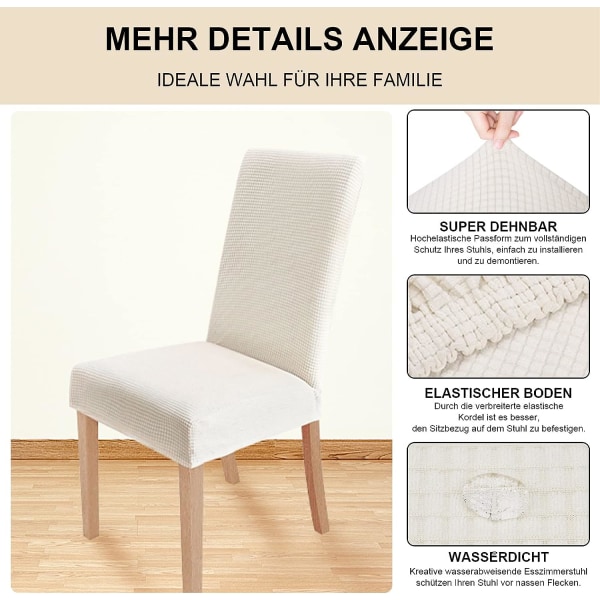 4 st stolskydd (beige), stretchiga matstolsöverdrag moderna C