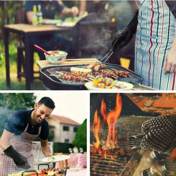 Barbecue-käsineet, liukumattomat silikoniuuninhanskat, joiden enimmäislämpötila on 800 °C. Universaalit hanskat grillausuuneihin ja keittiön takkoihin (bla