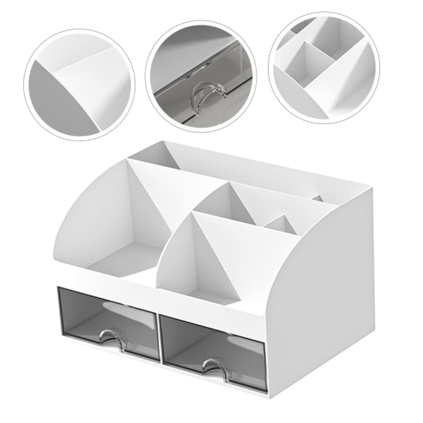 Drawer cabinet plastic makeup storage box desk pen cup coffee condiment storage box dressing table storage box white(White)