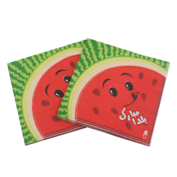 Set med 40 färgglada papperservetter - Vattenmelonservett, för gastronomi, födelsedag, bröllop, bordsdekoration, familjeåterförening