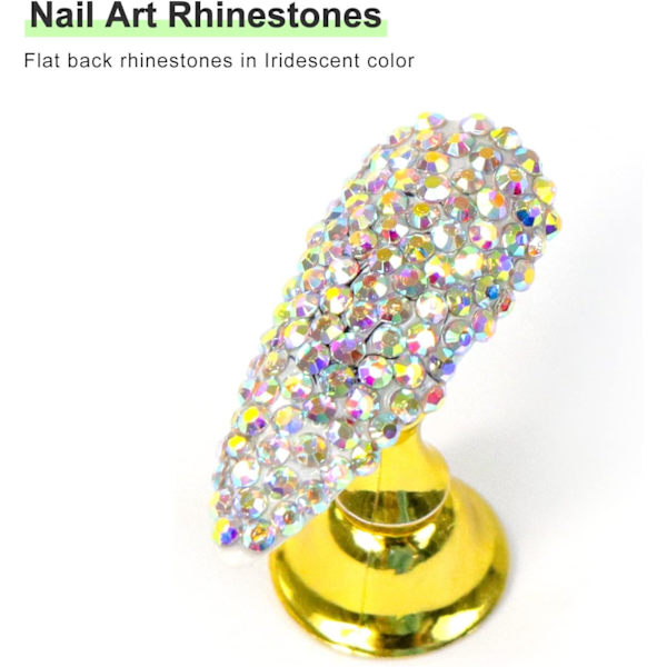 1440 st kristall AB-tofs nageldekorationer, 2 mm, tofsprydnad, nageldekorationer och nagel-/kläd-/ansikts-/konsttillbehör.