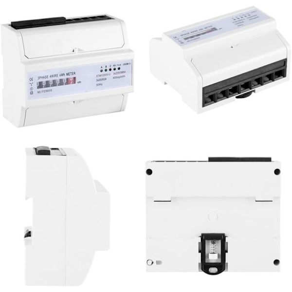 Multifunktionell Energimätare XTM1250S-U Digital 3-fas 4-tråds KWh-mätare DIN-skena Elmätare 20(80)A