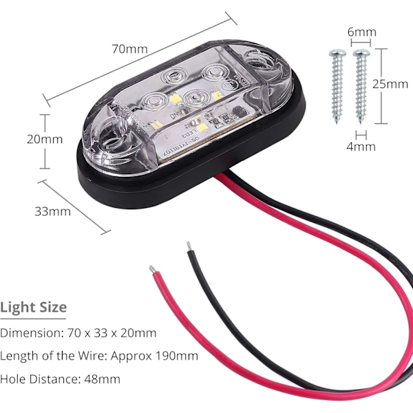 4x4LEDs Sidoljus Front Bakre Klarering Ljus Vattentäta LED Markörljus 12V 24V Universal för Trailer Van Husvagn Lastbil Lorry Buss-Vit