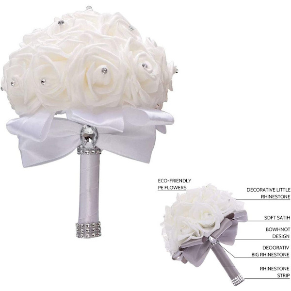 Brud Kunstig Blomst Bryllupsutstyr, Brud Bukett Brudepike, Brudebukett Bryllup Kunstige Blomster