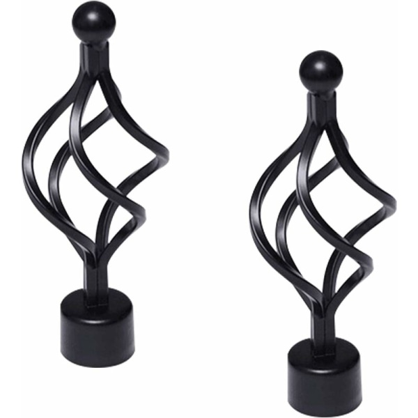 Betterlife 2 stk. Metallgardinstangfinialer - Svart - Vintage dekorative ender - Passer til 28 mm diameter gardinstang - Til hjemmet vindusdekor (Twisted Ca