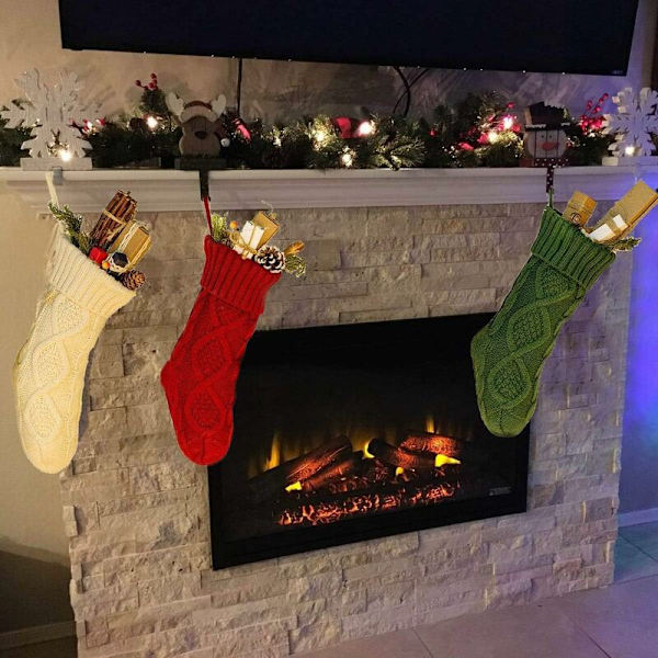 Julstrumpor Julgåvopåse Stora Julstrumpor Juldekoration Julstrumpa Hängande Julgåvopåse för Trä, Eldstad, Skyltfönster, Godis