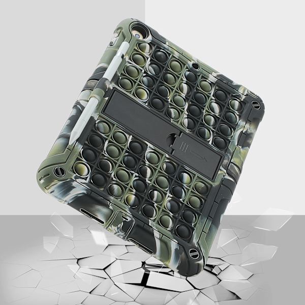 Etui til iPad 9. generation 8. generation 7. generation (iPad 10.2 etui 2021/2020/2019) Stødsikkert beskyttelsescover med blyantholder og skulderrem (Camouflage)