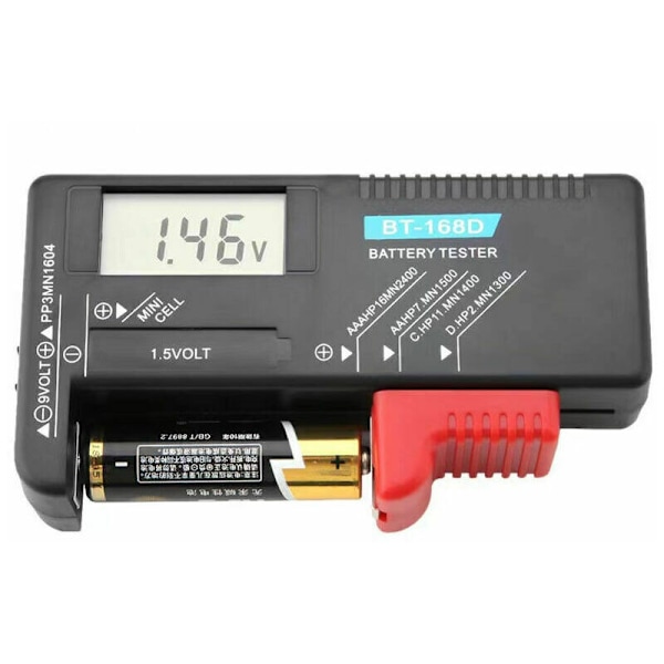 BT-168D LCD AA / AAA / C / D / 9V / 1.5V Universal digital batterispänningstestare ， Universal batteritestare ， Gu.b / Bra,