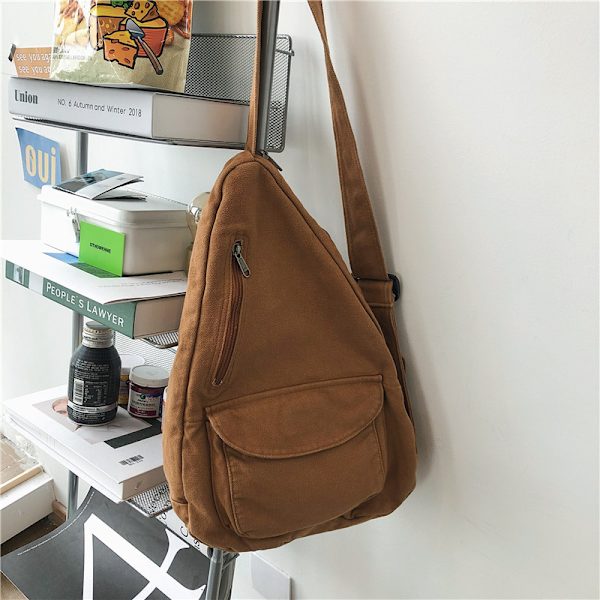 Canvasväska stor kapacitet crossbody väska lat stil enkel axelväska kvinnlig högskolestudent klassväska
