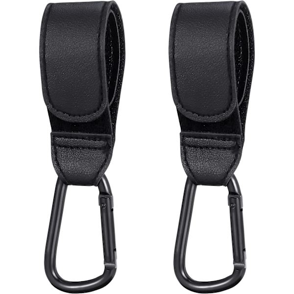 2 stk. Buggy Clips, Svart Barnevognkroker, Baby Barnevognkrok, Barnevognklips for å Henge Handleposer eller Bleievesker på Barnevognen eller