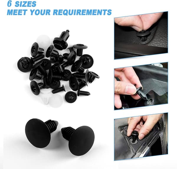 100 stk. Karosseriklips, Plastiknitter Fasteners GM Sorte Nylonklips Bumperklips Bil, Panelklips Dør Trim Fixer
