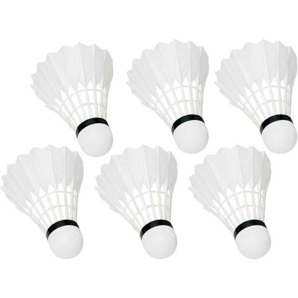 Sæt med 6 badmintonfjerbolde, lavet af gåsefjer, ikke plast