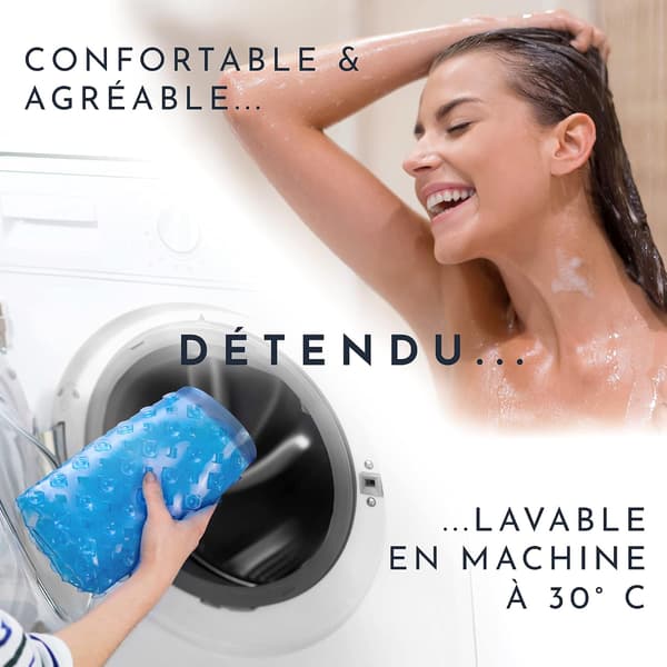 Antislip Dusjmatte for Sensitiv Hud 53 x 53cm, Muggfri Maskinvaskbar Badematte (Blå)