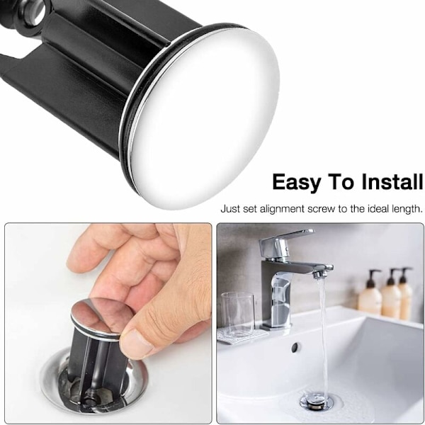 40mm 2 stk Premium Universal Vask Avløpsplugg, rustfritt og anti-kalk, for bidetvask, bad