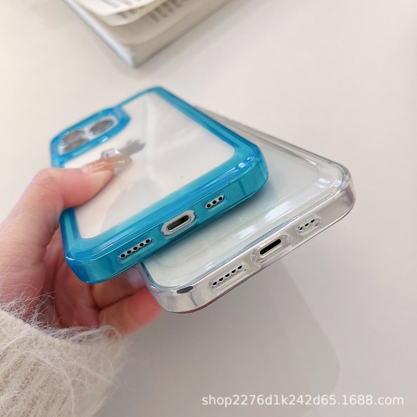 iPhone 14 Pro Max case i blått. Transparent Soft Shell Ultratunt phone case Ny design (blått)