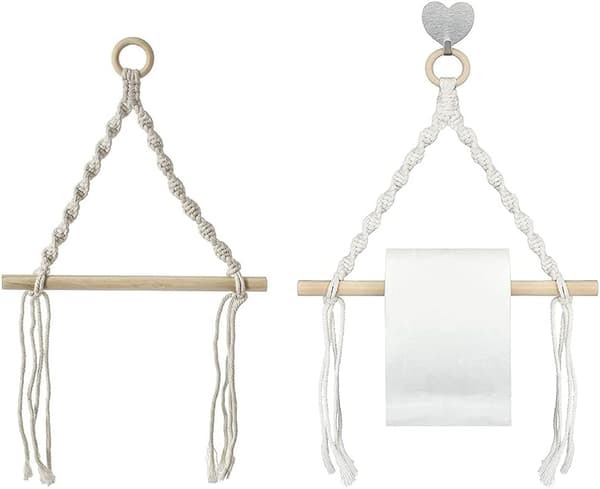 Bomullsrep Håndkleholder, 2 Stykker Hamp Rep Håndkleholder, Vintage Til